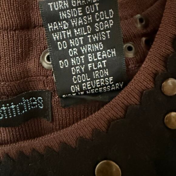 Yarns & Stitches Women's Brown Knit Studded Sweater Cardigan Size Small - Picture 10 of 13